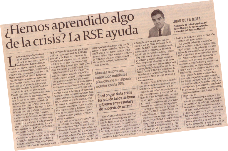  ¿Hemos aprendido algo de la crisis? La RSE ayuda- Historia de la sostenibilidad empresarial y RSE o RSC (responsabilidad social corporativa o empresarial) en España - La expansión de la RSE a partir de la crisis económica de 2008 (2009, 2010, 2011, 2012, 2013, 2014)